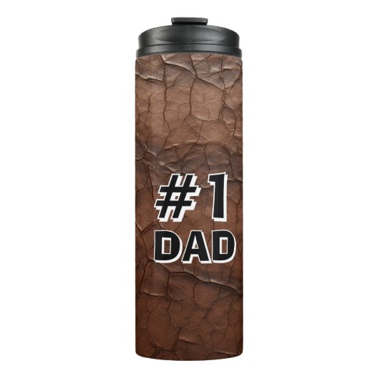 #1 Papa Leder-Look Thermosbecher (Vorderseite)