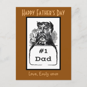 #1 Papa Vintage-Zeichnung Postkarte