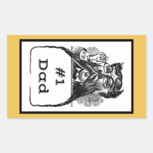 #1 Papa Vintage-Zeichnung Rechteckiger Aufkleber