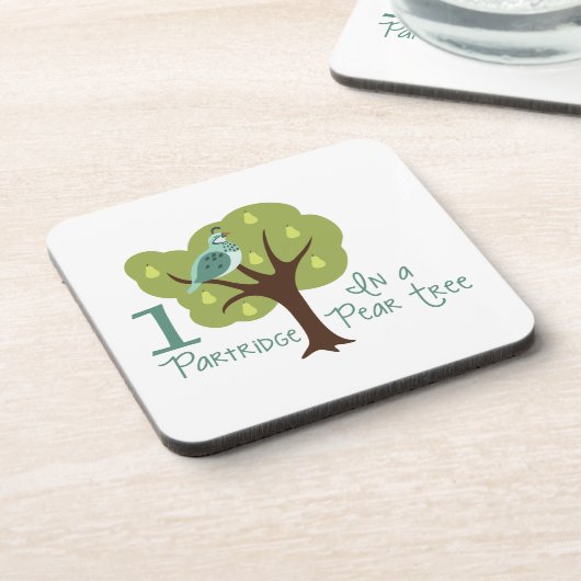 1 Partridge in Birnbaum Getränkeuntersetzer (Linke Seite)