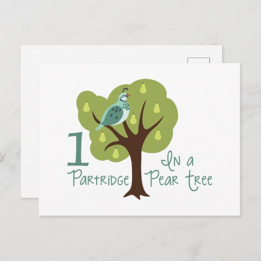 1 Partridge in Birnbaum Postkarte (Vorne/Hinten)