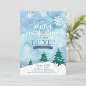 1. Party Einladung zum 1. Geburtstag im Winter (Stehend Vorderseite)