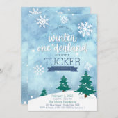 1. Party Einladung zum 1. Geburtstag im Winter (Vorne/Hinten)