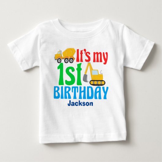 1. Party für den Bau eines Kleinwagens zum Geburts Baby T-shirt (Vorderseite)