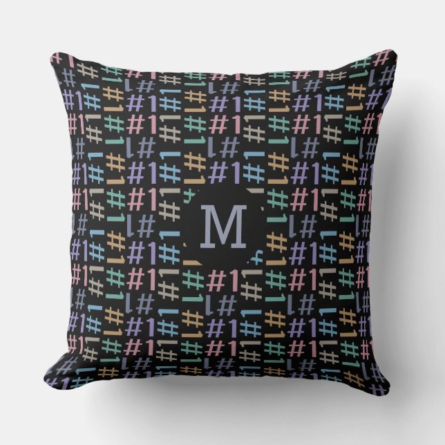 "# 1" Pattern benutzerdefinierte Monogramm-Auswurf Kissen (Vorderseite)