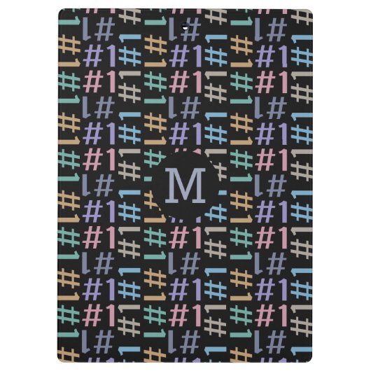 "# 1" Pattern benutzerdefinierte Monogramm-Zwische Klemmbrett (Rückseite)