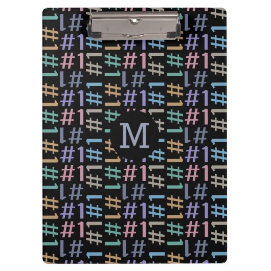 "# 1" Pattern benutzerdefinierte Monogramm-Zwische Klemmbrett (Vorderseite)