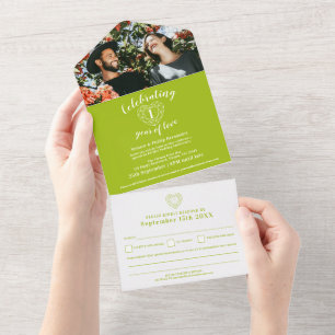 1. Peridot-Hochzeitstag-Foto mit RSVP All In One Einladung