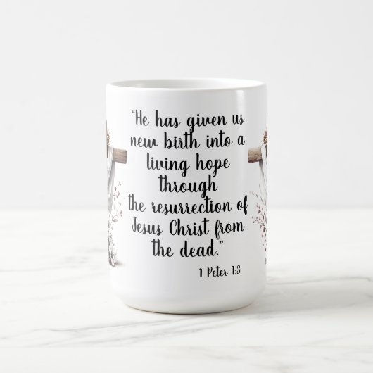 1 Peter 1:3 Living Hope Easter Scripture Art  Kaffeetasse (Mittel)