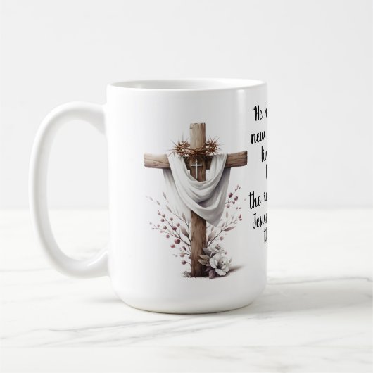 1 Peter 1:3 Living Hope Easter Scripture Art Kaffeetasse (Links)