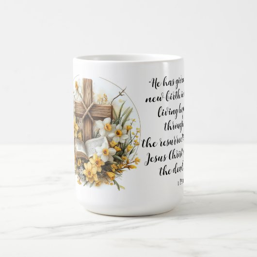 1 Peter 1:3 Living Hope Scripture Art  Kaffeetasse (Mittel)