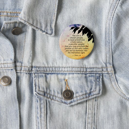 1 Peter 2:9 Du bist ein gewähltes Volk, Bibel Button (Beispiel)