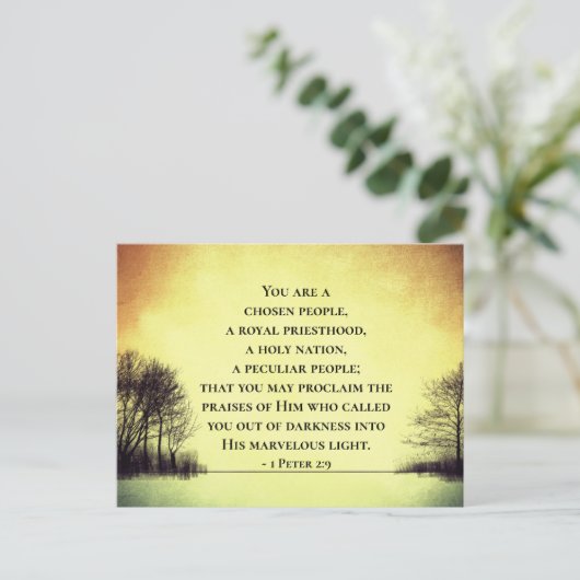 1 Peter 2:9 Du bist ein gewähltes Volk, Bibel Postkarte (Stehend Vorderseite)