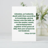 1 Peter 3:7 KJV Bible Scripting Grußkarte Karte (Stehend Vorderseite)