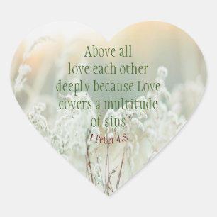 1 Peter 4 :8 über allen Lieben tief inspirierend Herz-Aufkleber