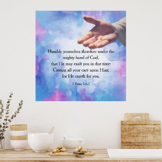 1 Peter 5:6-7 Poster (Küche)