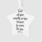 1 Peter 5:7 Angstbibel Vers Custom Ornament (Vorderseite)