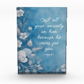 1 Peter 5:7 Bibelverse Bild Fotoblock (Vorderseite)