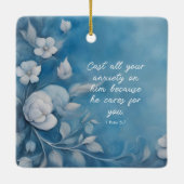 1 Peter 5:7 Bibelverse Bild Keramikornament (Rückseite)