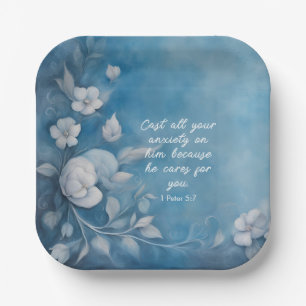 1 Peter 5:7 Bibelverse Bild Pappteller