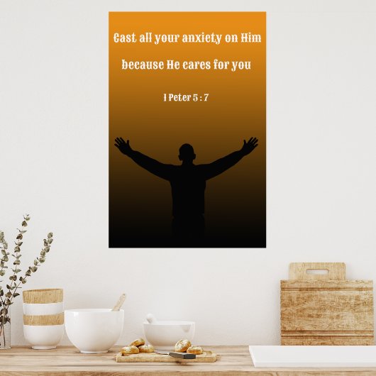1 Peter 5:7 Bibelverse Förderung Poster (Küche)