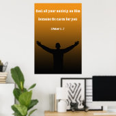 1 Peter 5:7 Bibelverse Förderung Poster (Heimbüro)