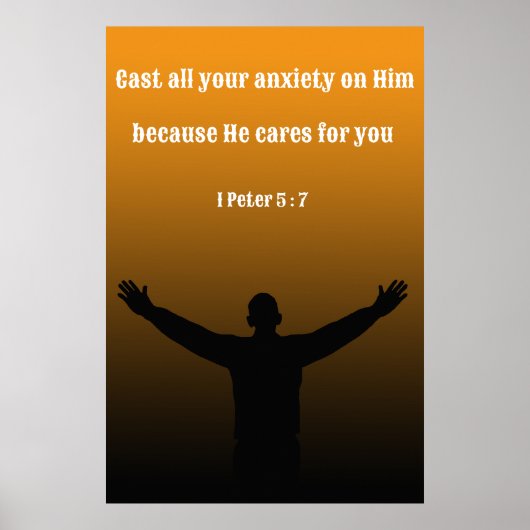 1 Peter 5:7 Bibelverse Förderung Poster (Vorne)