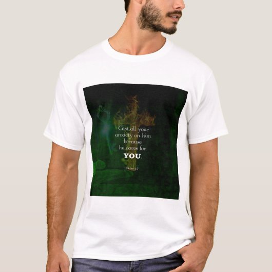 1 Peter 5:7 Bibelverse-Zitat T-Shirt (Vorderseite)