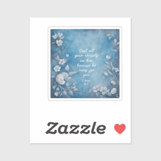 1 Peter 5:7 “Cast All Your Anxiety” Blue Floral Aufkleber (Blatt)