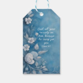 1 Peter 5:7 “Cast All Your Anxiety” Blue Floral Geschenkanhänger (Vorderseite)