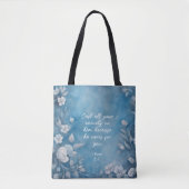 1 Peter 5:7 “Cast All Your Anxiety” Blue Floral Tasche (Vorderseite)