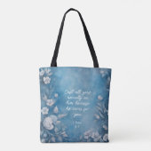 1 Peter 5:7 “Cast All Your Anxiety” Blue Floral Tasche (Rückseite)