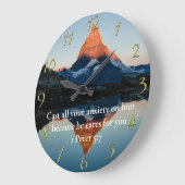 1 Peter 5:7 Christlicher Glaubenssee Große Wanduhr (Winkel)