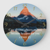 1 Peter 5:7 Christlicher Glaubenssee Große Wanduhr (Vorderseite)