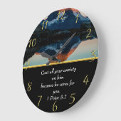 1 Peter 5:7 Christlicher Glaubenssee Große Wanduhr (Winkel)