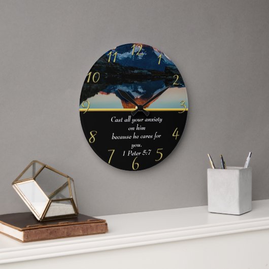1 Peter 5:7 Christlicher Glaubenssee Große Wanduhr (Büro)
