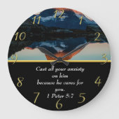 1 Peter 5:7 Christlicher Glaubenssee Große Wanduhr (Vorderseite)