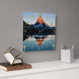 1 Peter 5:7 Christlicher Glaubenssee Quadratische Wanduhr