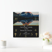 1 Peter 5:7 Christlicher Glaubenssee Quadratische Wanduhr (Zuhause)