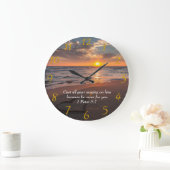 1 Peter 5:7 Christliches Meer mit Sonnenuntergang Große Wanduhr (Zuhause)