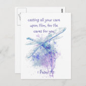 1 Peter 5:7 Gießen Sie Ihre ganze Sorgfalt auf Ihn Postkarte (Vorne/Hinten)