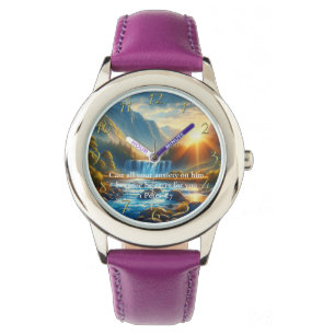 1 Peter 5:7 Gold Christliches Glaubensgebet Armbanduhr