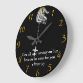 1 Peter 5:7 Händlerkreuz Große Wanduhr (Winkel)