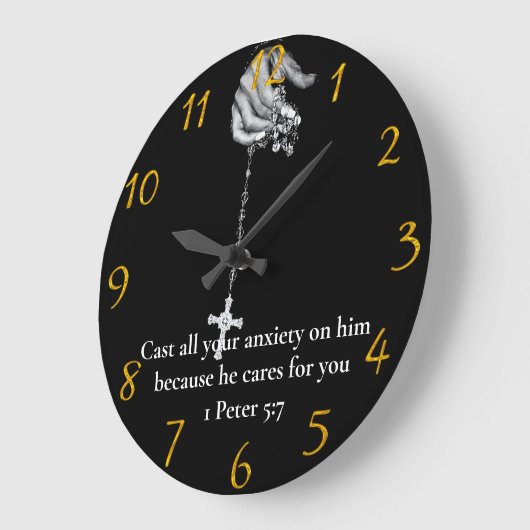 1 Peter 5:7 Händlerkreuz Große Wanduhr (Winkel)