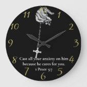 1 Peter 5:7 Händlerkreuz Große Wanduhr (Vorderseite)