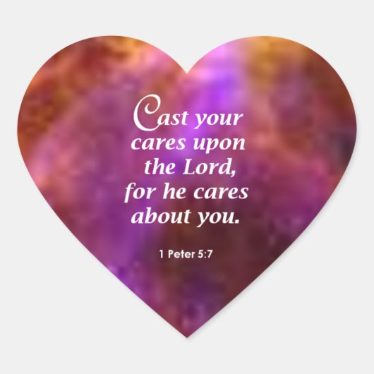 1 Peter 5:7 Herz-Aufkleber (Vorderseite)