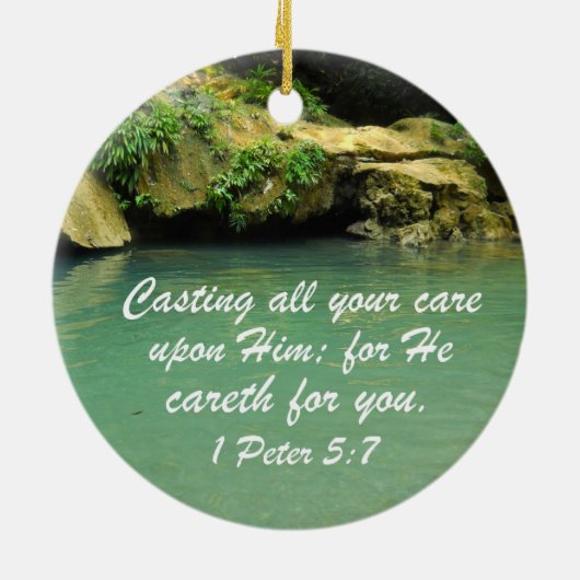 1 Peter 5:7 Keramik Ornament (Hinten)