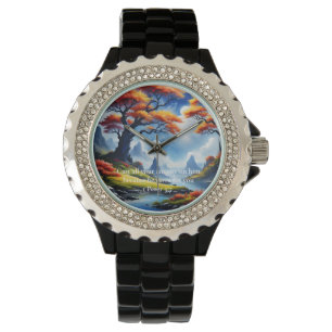1 Peter 5:7 Kreuz auf dem Berg Armbanduhr