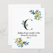 1 Peter 5:7, Letter C, Aquarellschrift-Karte (Vorne/Hinten)