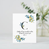 1 Peter 5:7, Letter C, Aquarellschrift-Karte (Stehend Vorderseite)